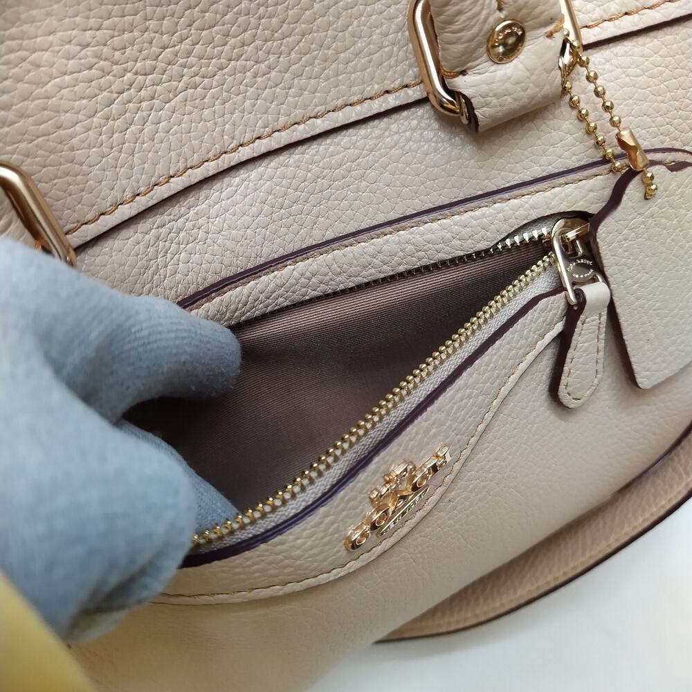 Coach Millie Ivory Pebbled Leather Top Handle Satchel Bag - NWT $550 - Picture 10 of 15